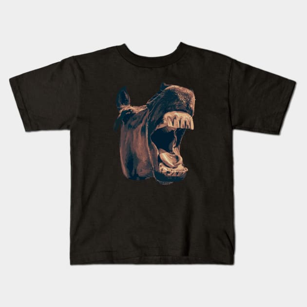 Funny Yawning Horse Kids T-Shirt by AnimalCreativeStore